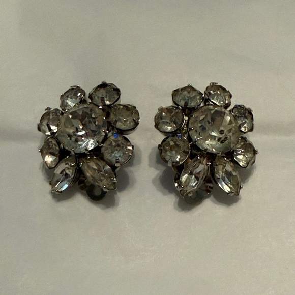 Jewelry - Silver Plated 1950s Crystal Earrings